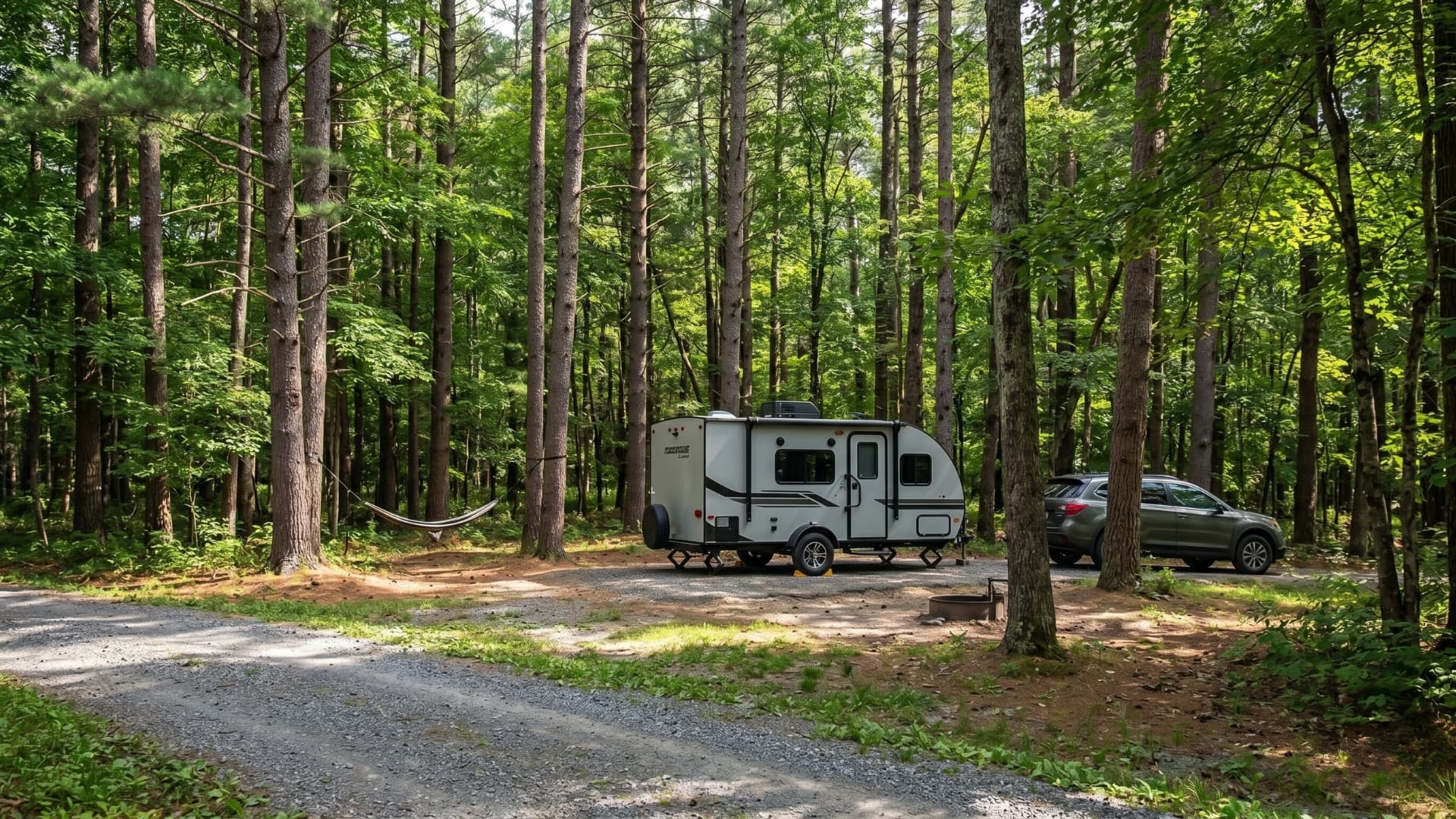 RV parked at a campsite in the Okanagan, ready for its next adventure